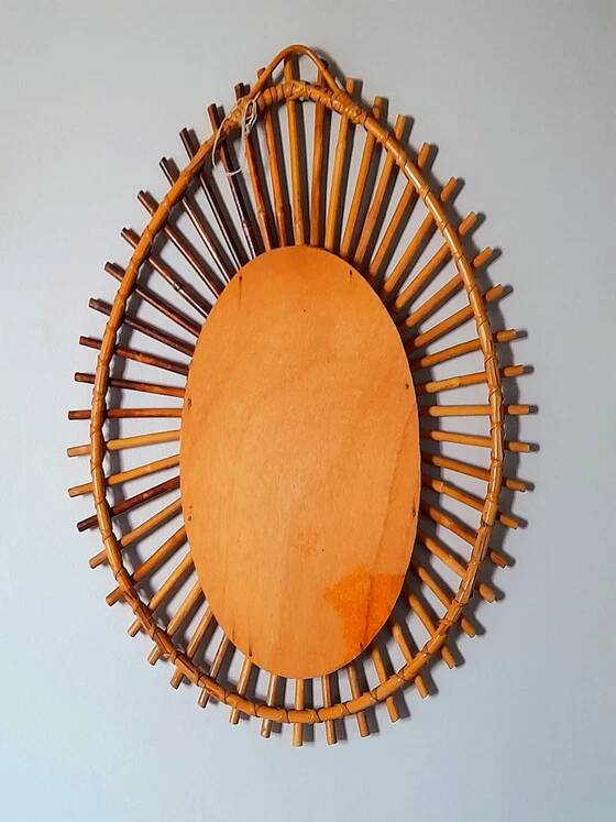 1960s rattan sun mirror