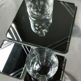 Under the plate and bevelled mirror bottles
