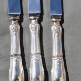 12 table knives in silver metal decor rocaille louis xv