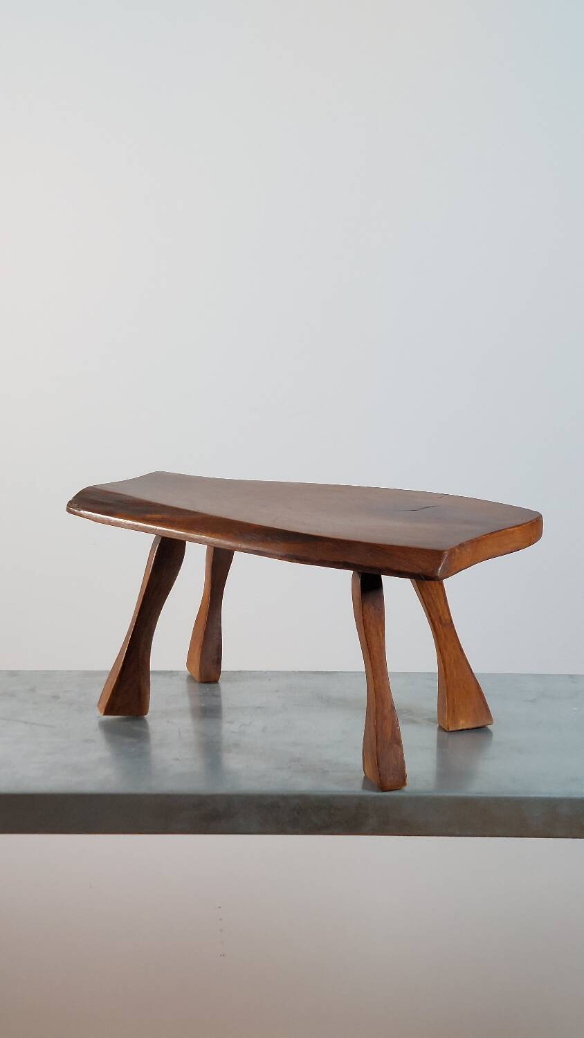 Vintage wooden brutalist milk stool
