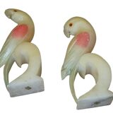 Alabaster Parrot Bookends, 1930s