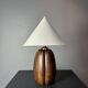 Midcentury faux bois ceramic Coco de Mer table lamp, 1970s