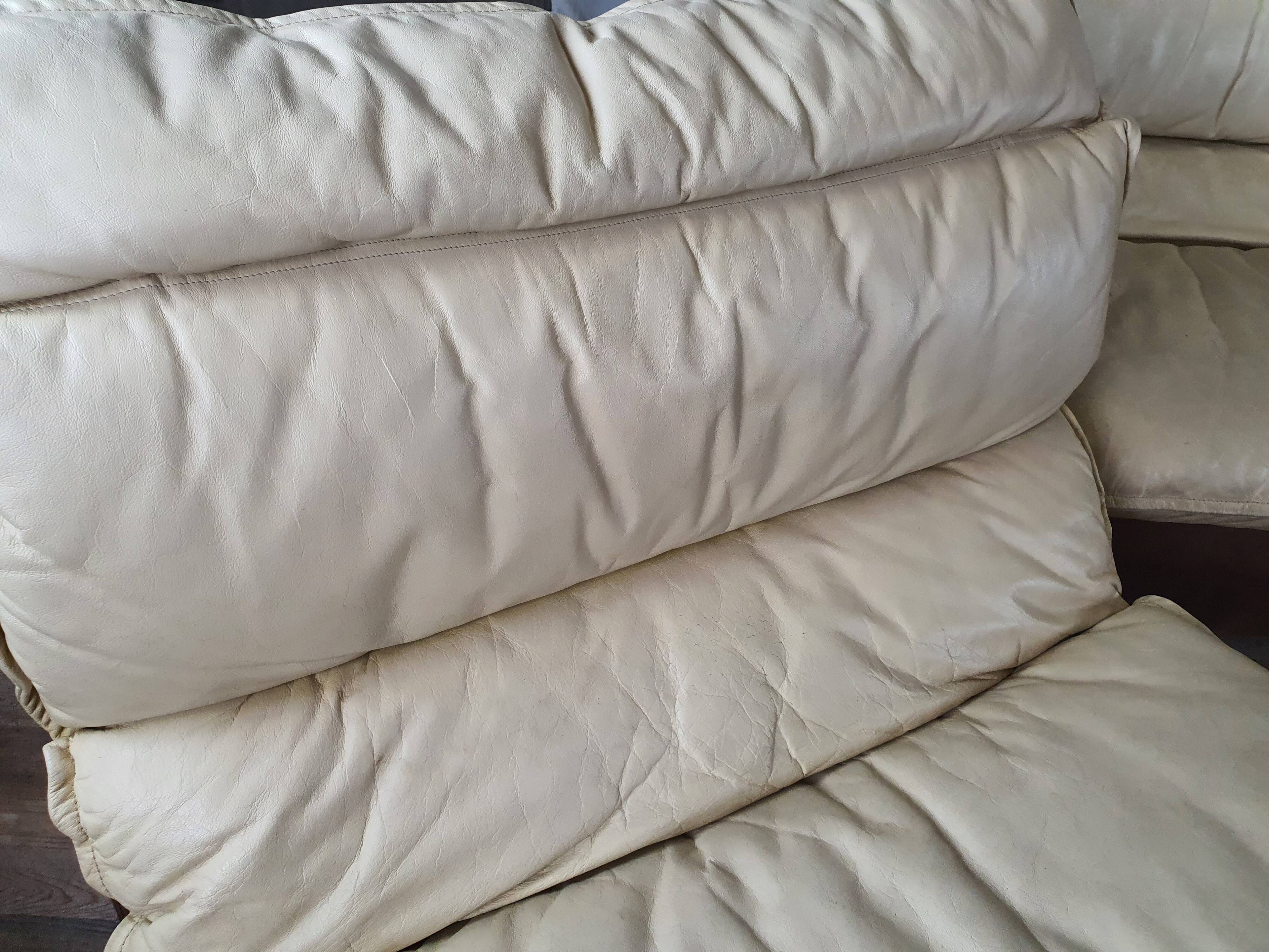 Modular sofa in leather and suede