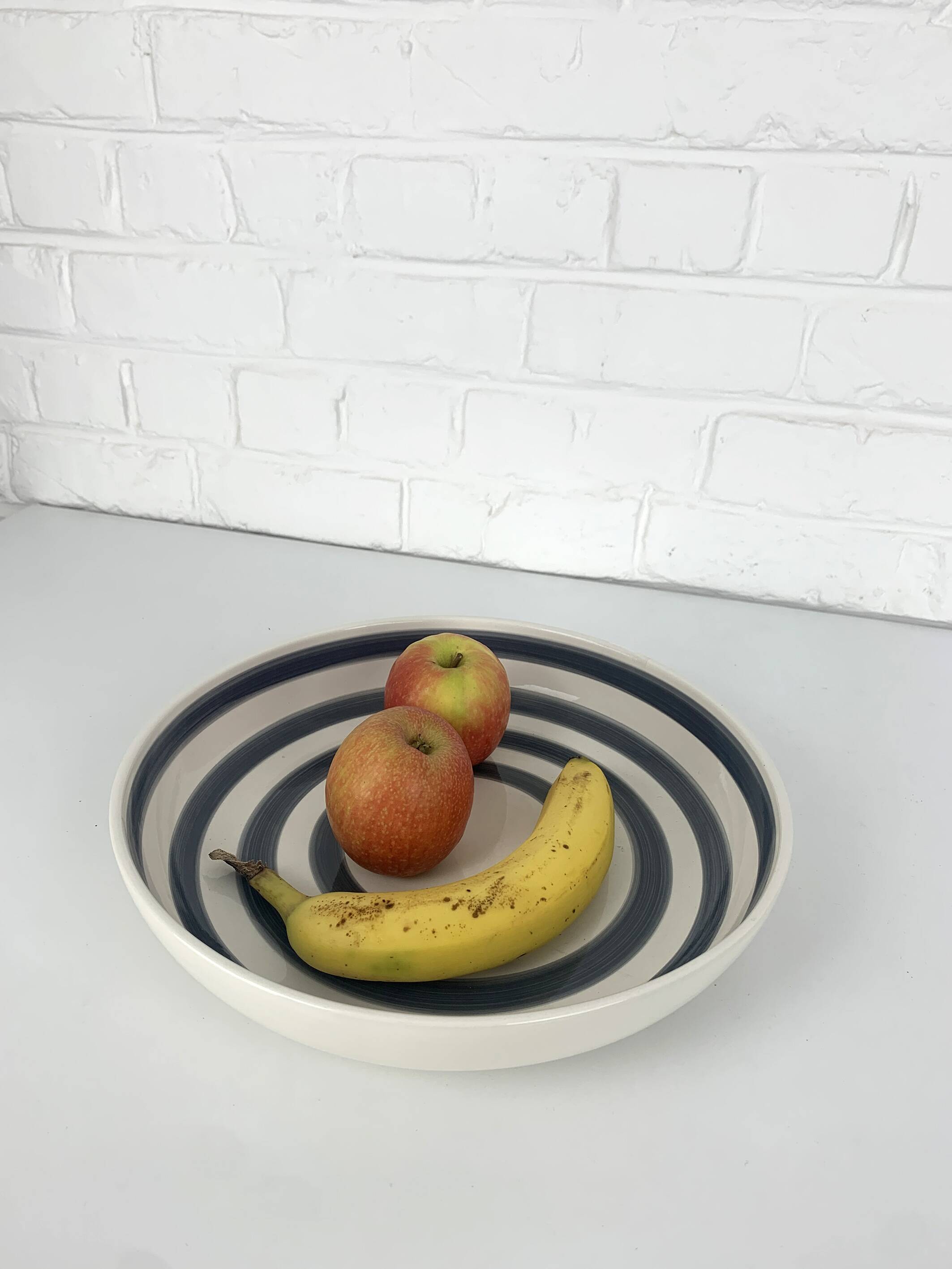 Large ceramic bowl or dish from Kähler, Denmark, striped pattern