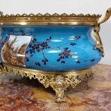 Planter in glazed porcelain and gilded bronze late nineteenth