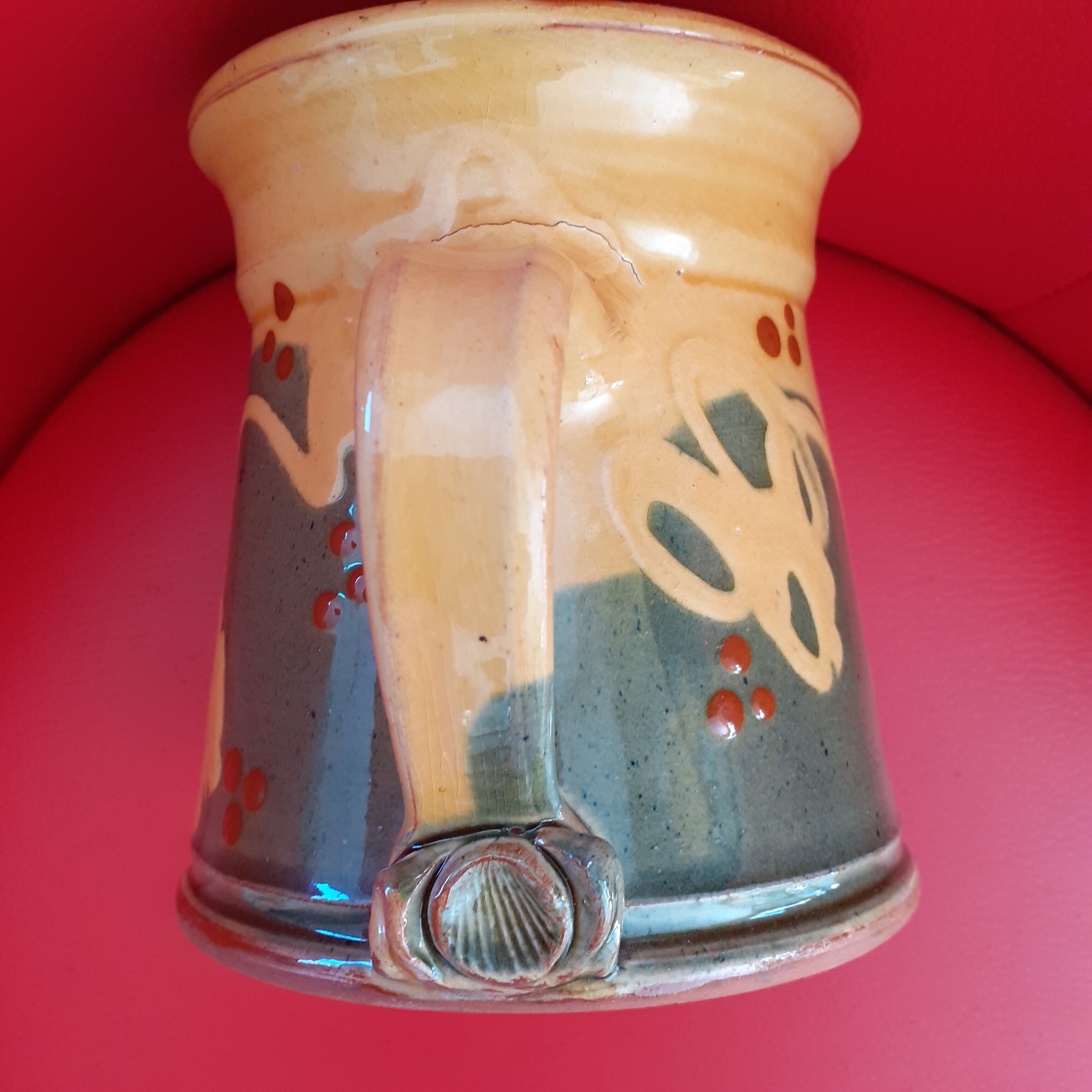 Glazed sandstone pitcher, Mediterranean style