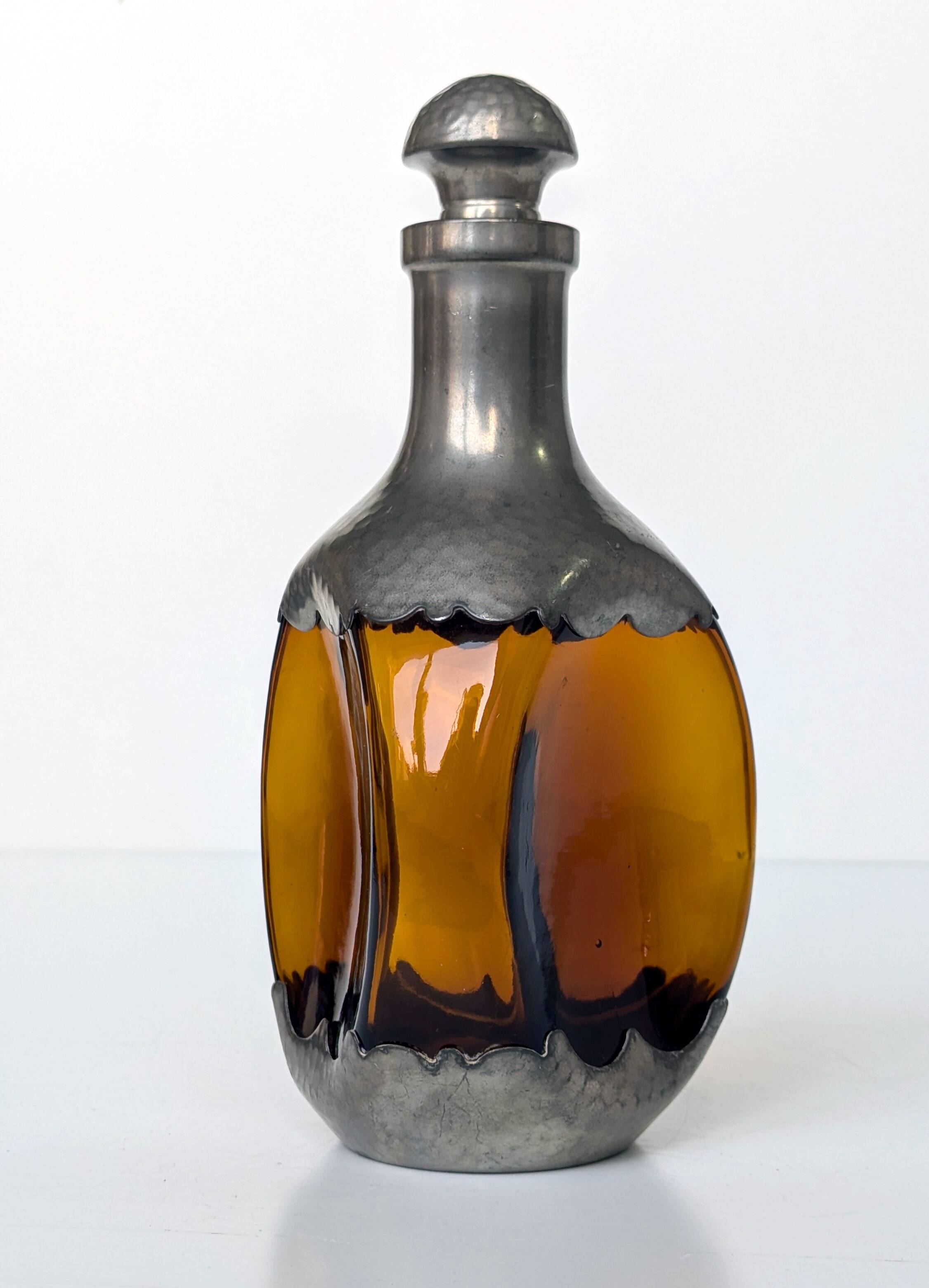 Decanter, carafe, amber bottle - pewter, glass - ZEISTER PEWTER