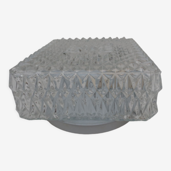 Ceiling lamp or wall lamp, square shaped in carved glass brand