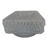 Ceiling lamp or wall lamp, square shaped in carved glass brand