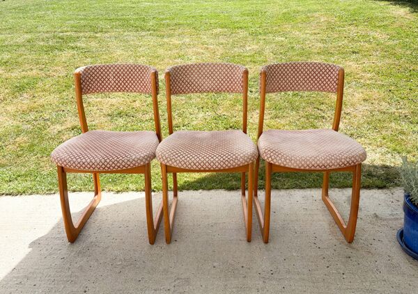 Lot de 3 chaises traineau SELF , dlg de Baumann , 1970'