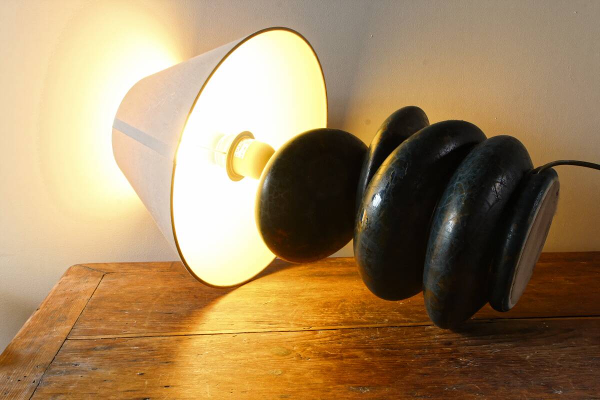 Ceramic pebble lamp by François Chatain