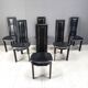 Vintage high back italian leather dining chairs, 1980s