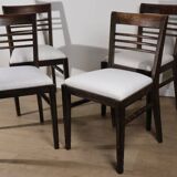 Set of 4 modernist chairs in oak and bouclé fabric, 1940