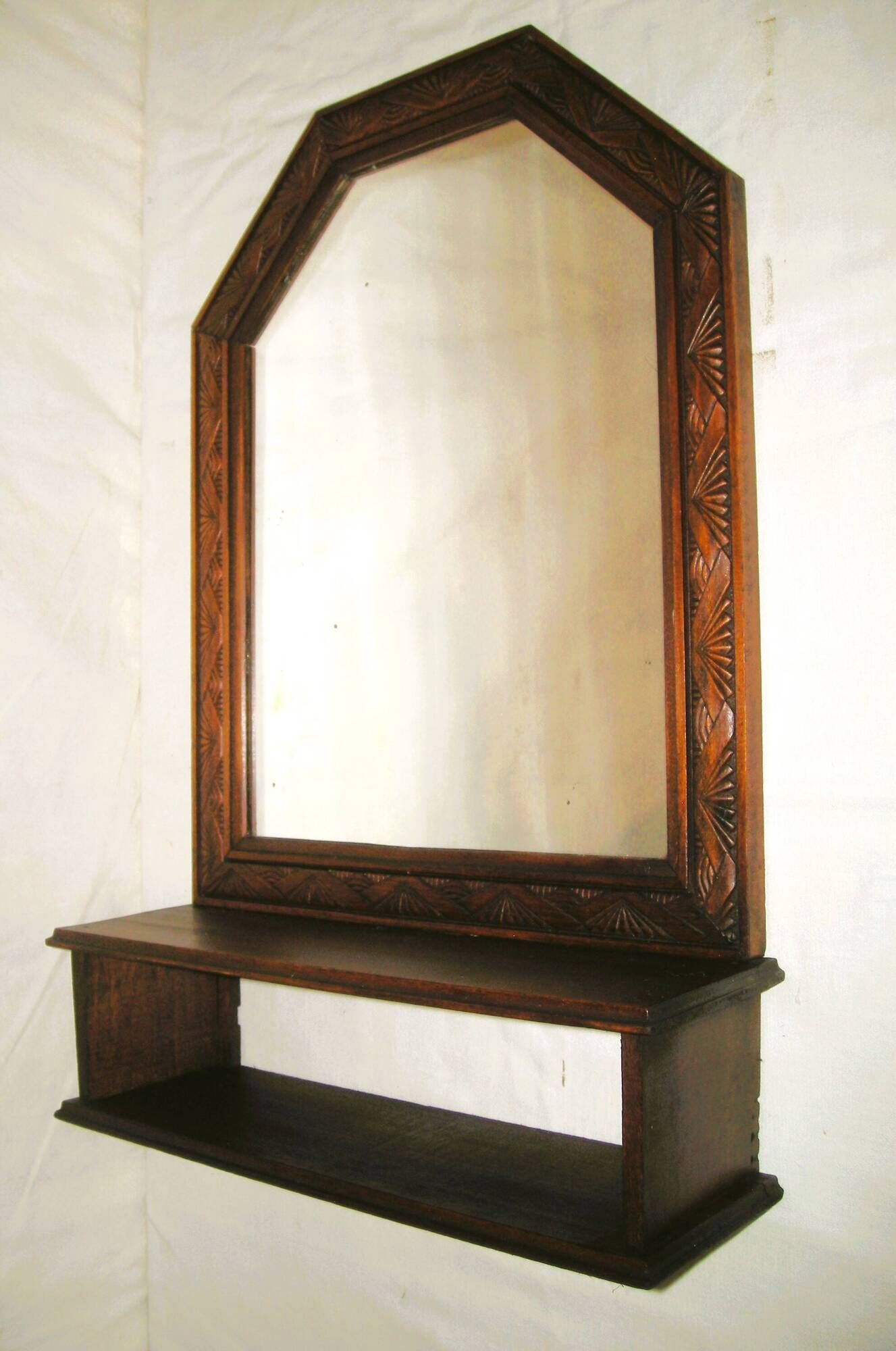 Art Deco wall-mounted tablet mirror from the 1930s.