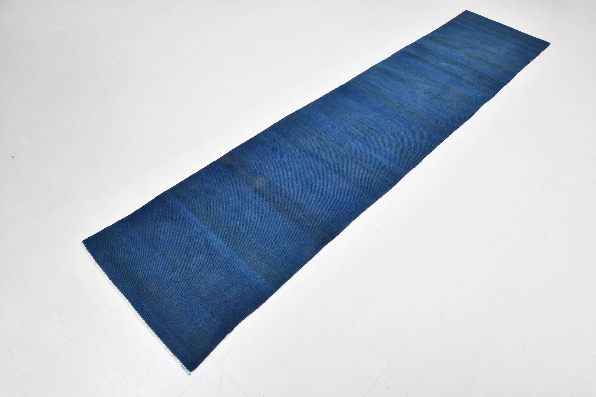 Blue Striped Pattern Kilim Runner Rug, 68x320Cm
