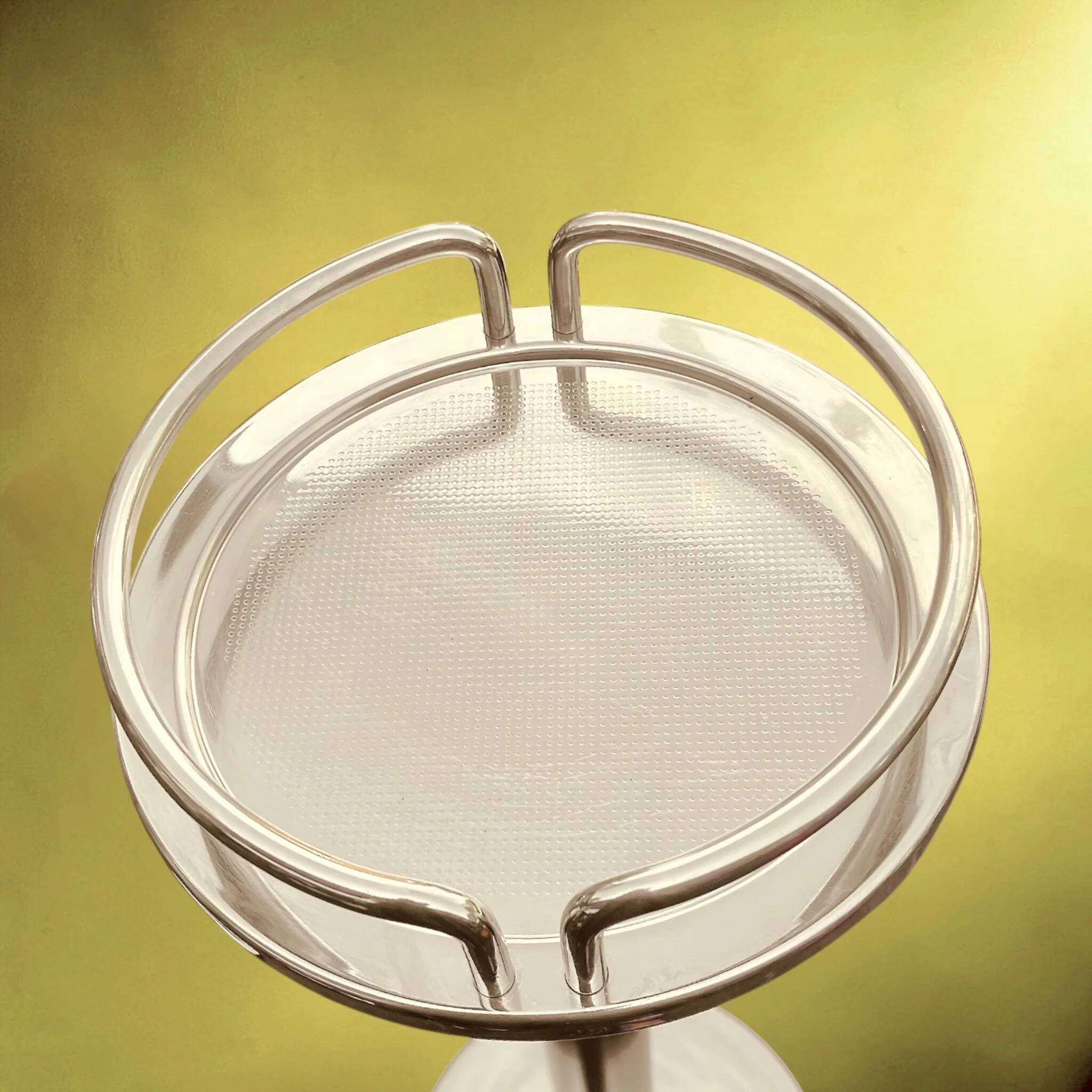 Ettore Sottsass bucket holder column for Alessi stainless steel 18/10 - Italian design