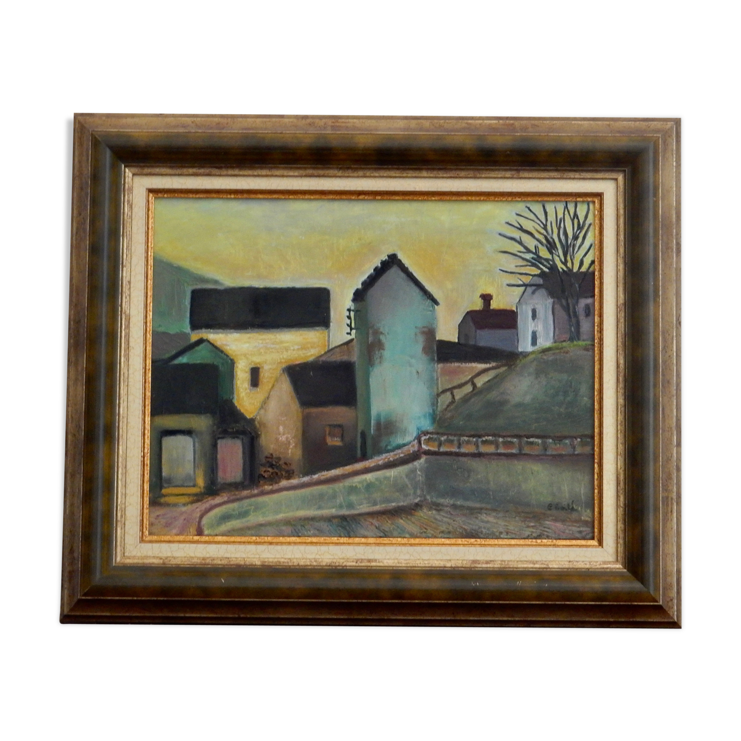 Painting hamlet in winter