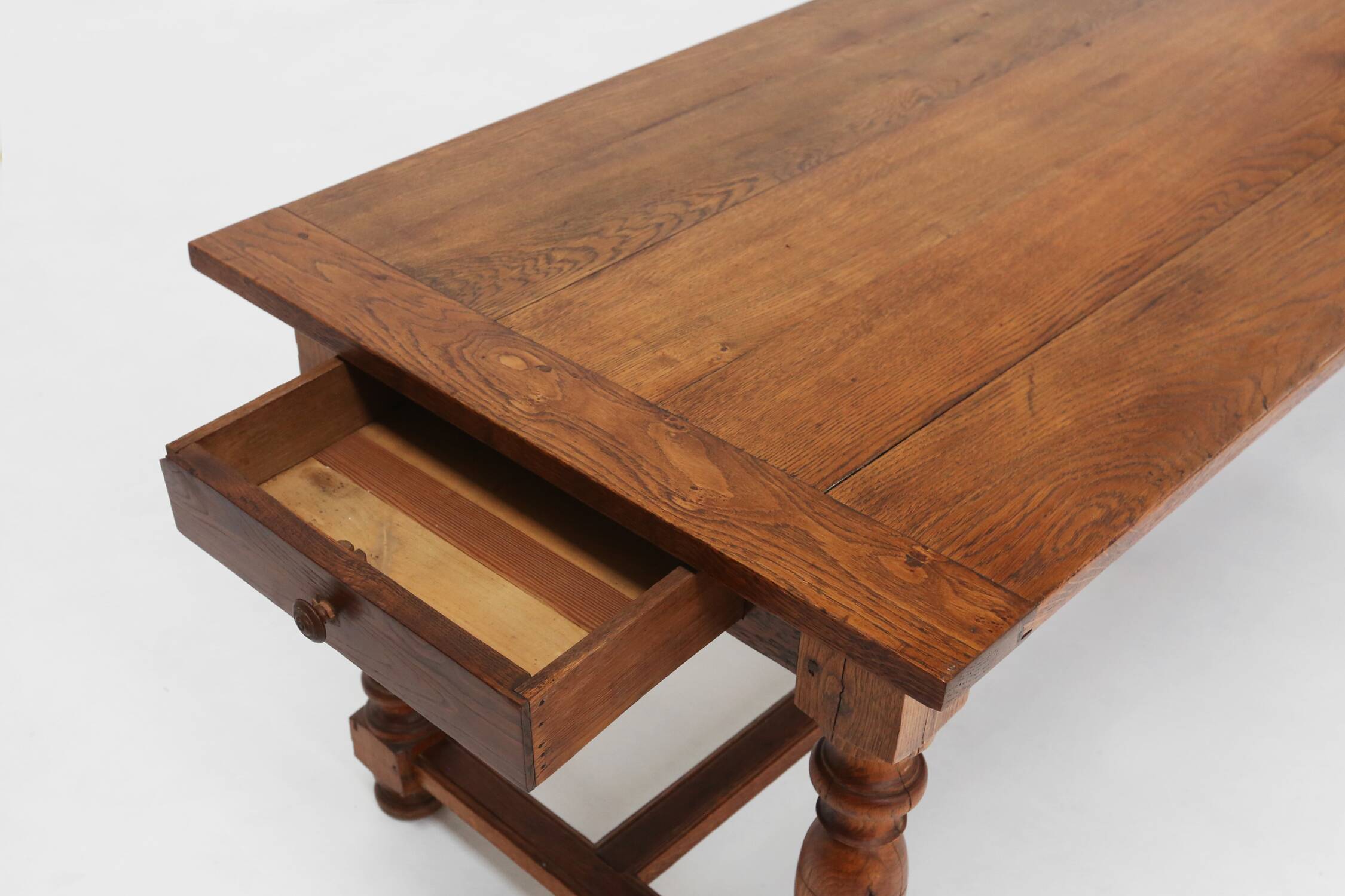 French rustic solid oak dining table 1930