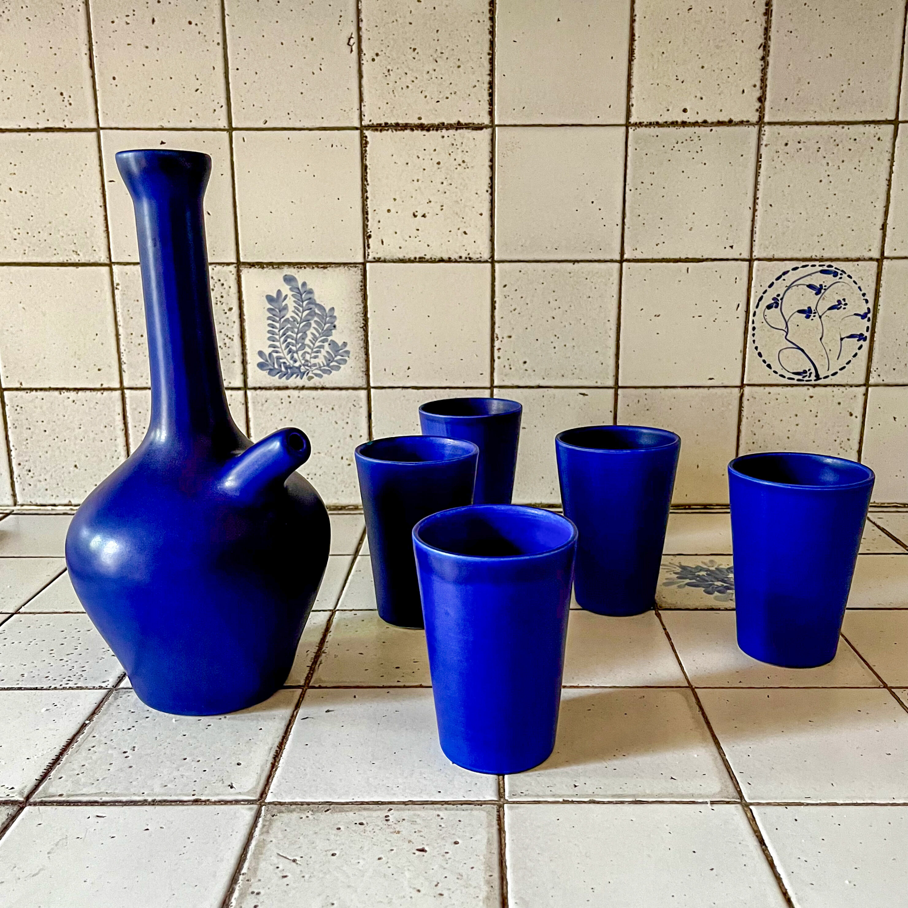 Vintage orangeade service by André Baud, Vallauris, 1960s