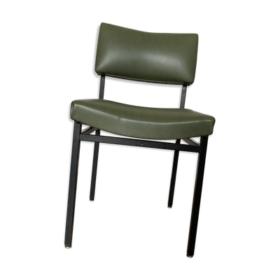 Chaise skaï vert et métal