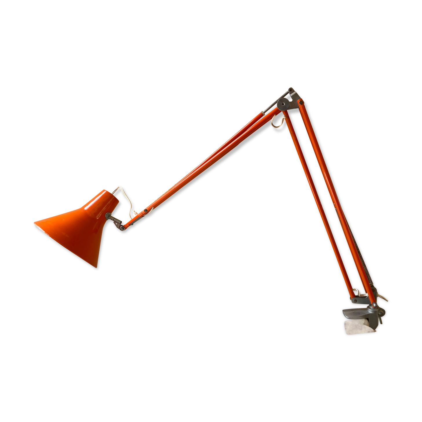 Office lamp architect aluminor France vintage 70s orange