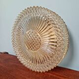 Plafonnier ou applique murale en cristal ambré et métal doré, 1970