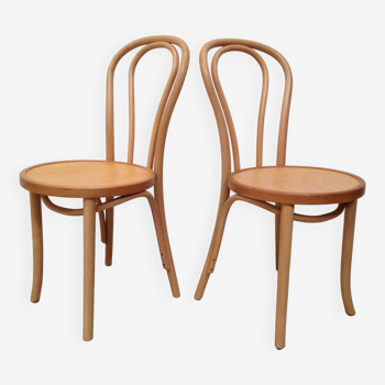 Paire de chaises bistrot en bois courbé