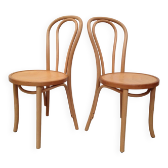 Paire de chaises bistrot en bois courbé