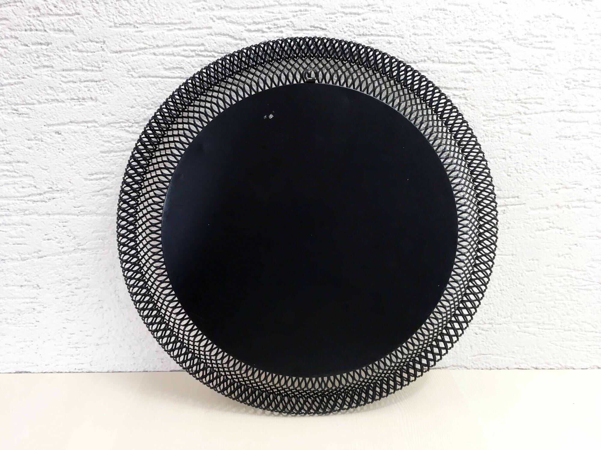 Miroir rond années 50 en métal et laiton