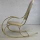 60s rocking chair in brass and ecru faux leather