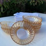 8 orange iridescent glass cups