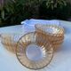 8 orange iridescent glass cups