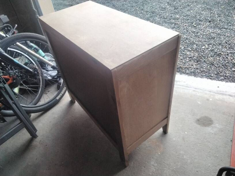 Sanded wooden chest of drawers