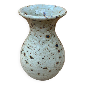 Old vase migeon la borne speckled beige stoneware vintage