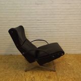 Tecno P40 chaise longue  , cuir noir