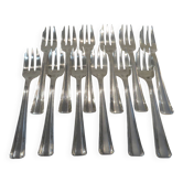 12 fourchettes à gateaux en métal argenté orfèvre Ercuis modèle Compiègne