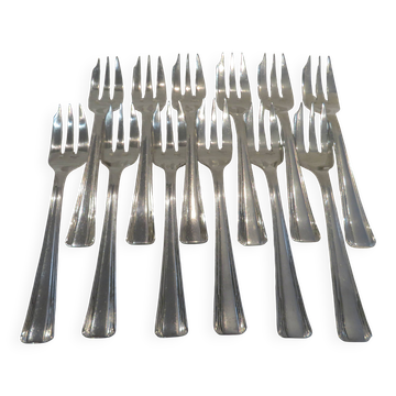 12 silver plated cake forks, Ercuis Compiègne, 13.7cm