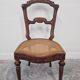 Set of 6 antique dining chairs in solid walnut, cane seats, 19th century.
