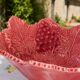 Vine leaf raspberry majolica centrepiece bowl