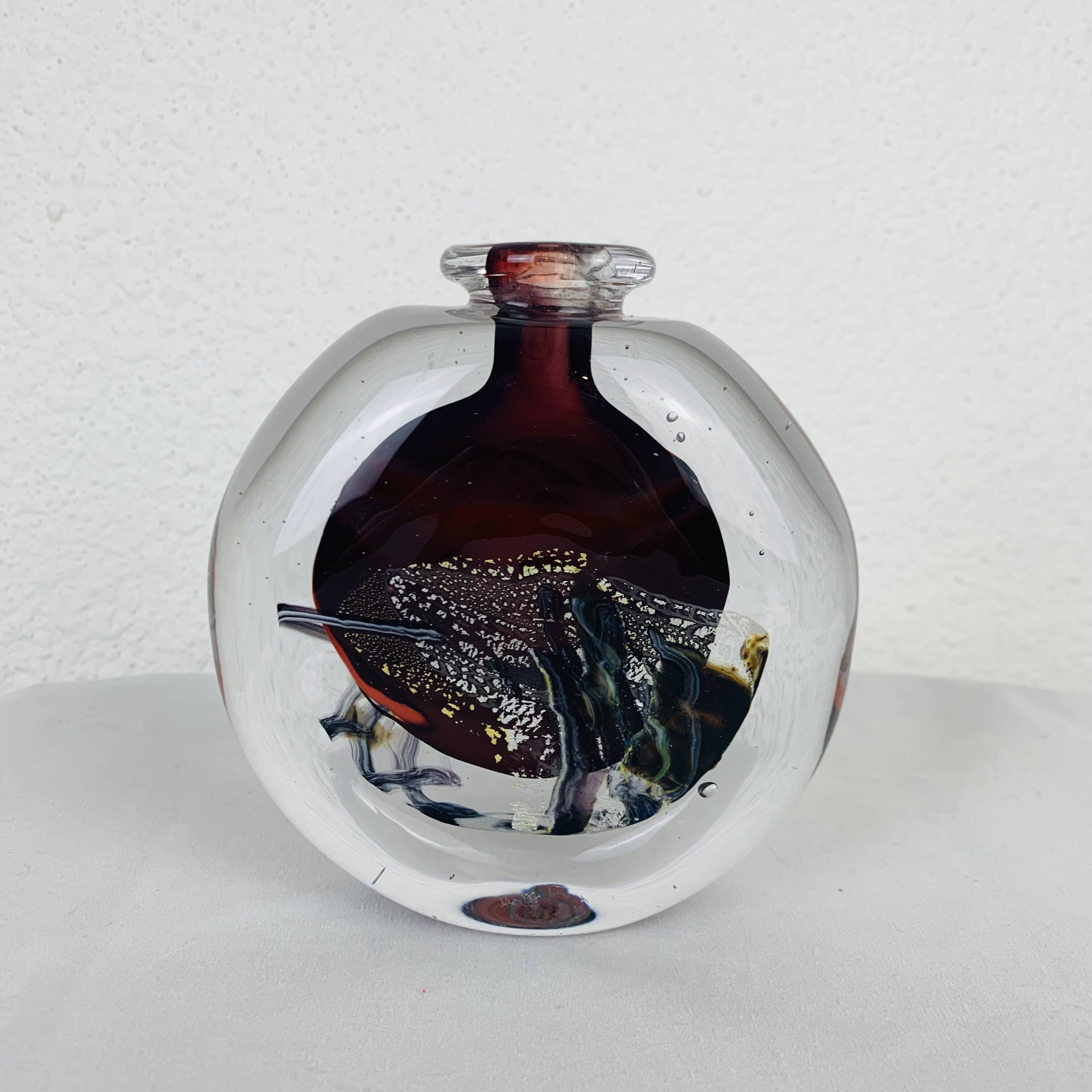Blown glass vase by François Le Lonquer 1985