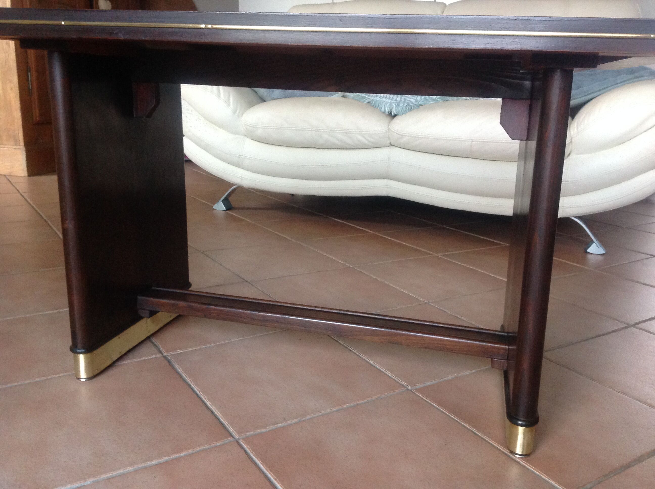Coffee table with black glass top / 40s-50s