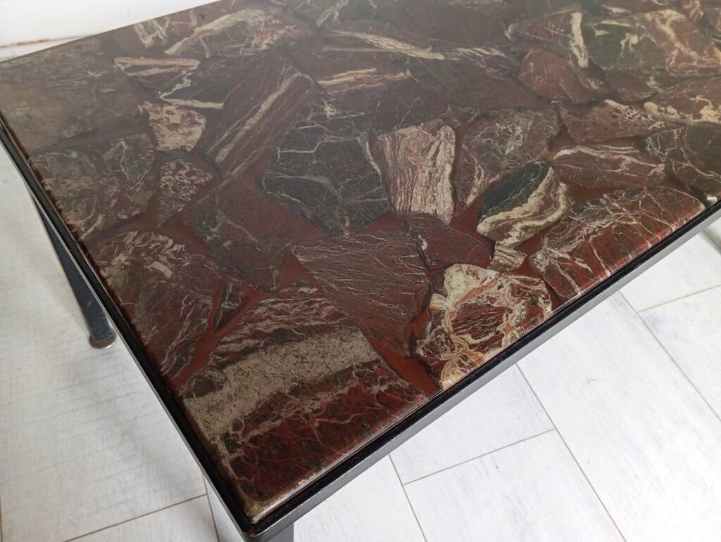 Table basse en pierre naturelle et résine, années 70
