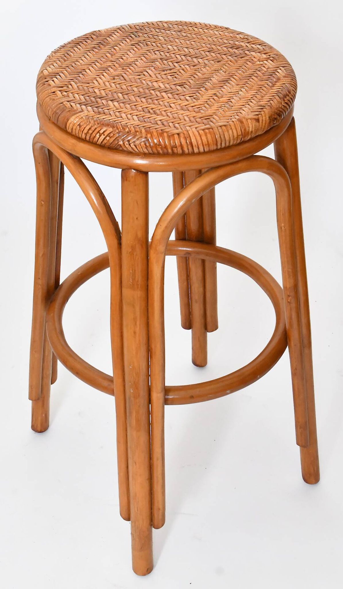 Vintage bar furniture with these two rattan stools from the 1960s/70s