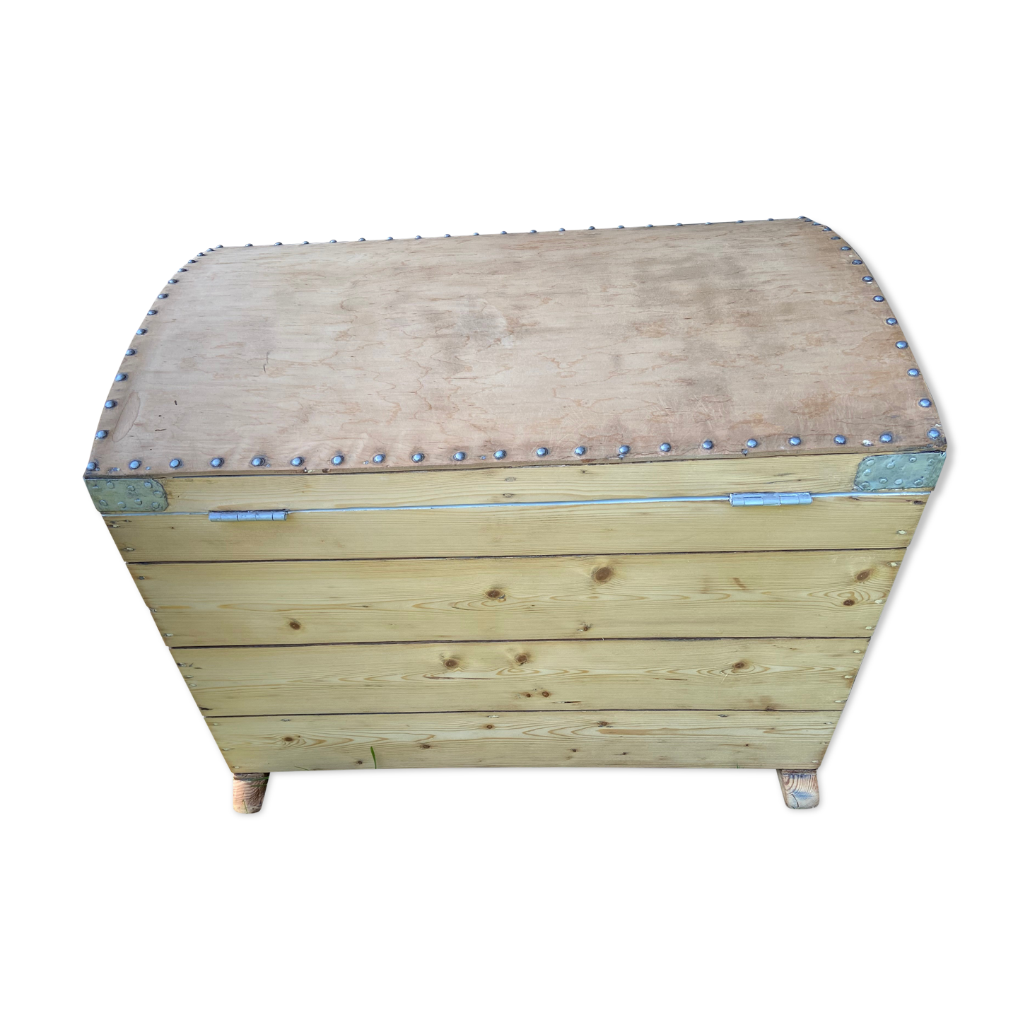 Raw wooden chest with a secret drawer