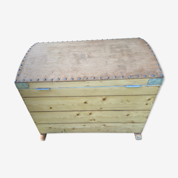 Raw wooden chest with a secret drawer