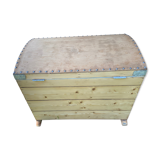 Raw wooden chest with a secret drawer