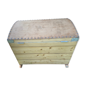 Raw wooden chest with a secret drawer