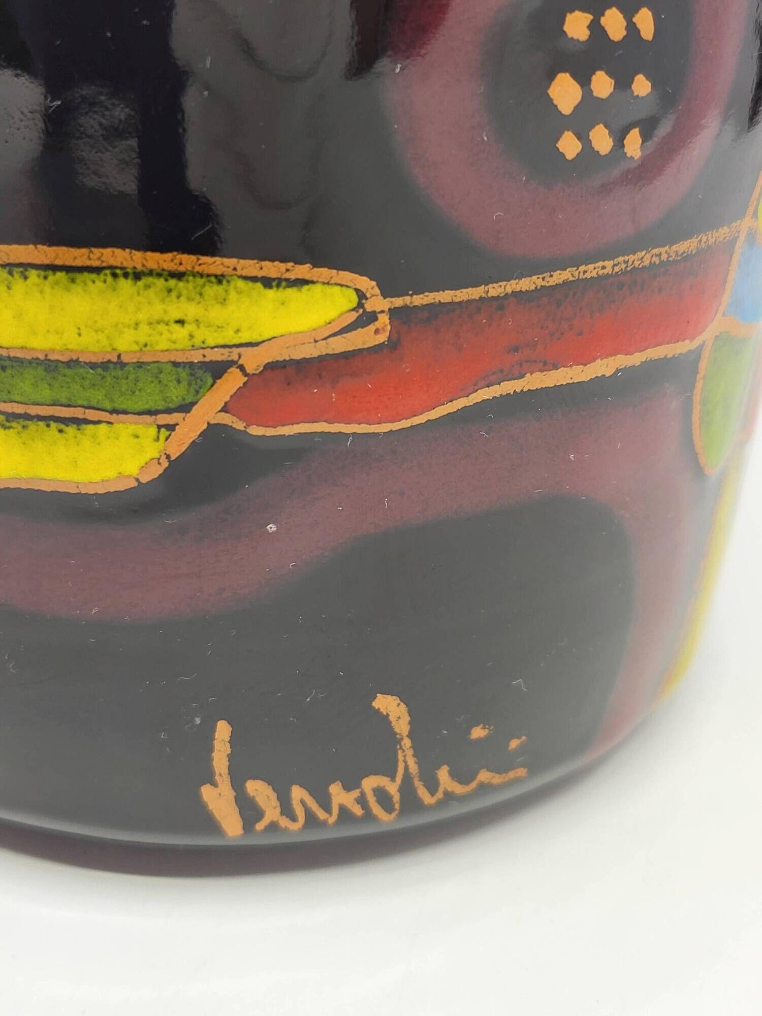 Covered pot or Bonbonnière, Verzolini in black ceramic, Italy 1960.