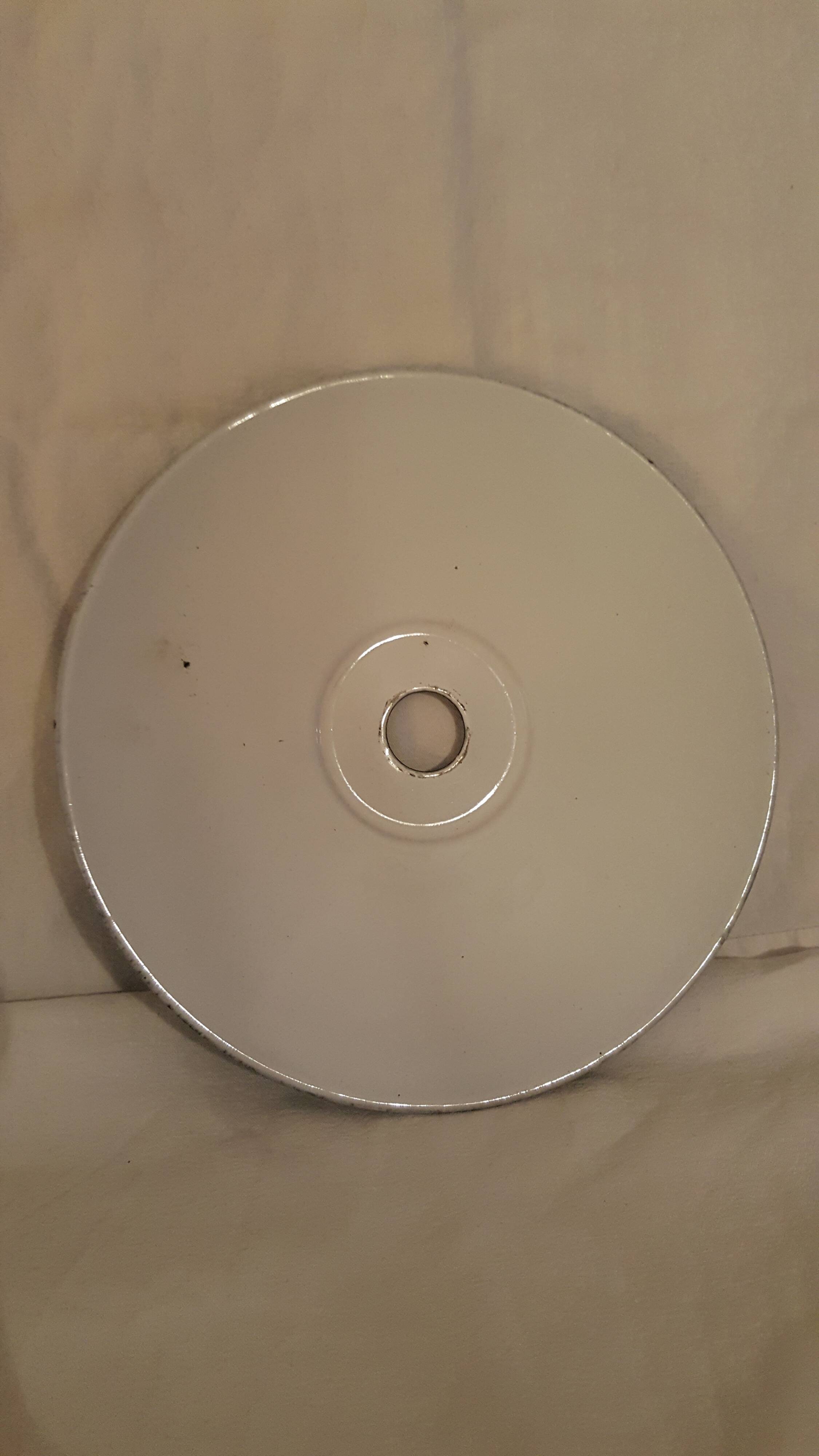 Green and white enamelled metal lampshade