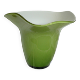 Vase design Villeroy & Boch verre verre doublé blanc et vert vintage 1970-80
